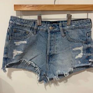 High waisted jean shorts